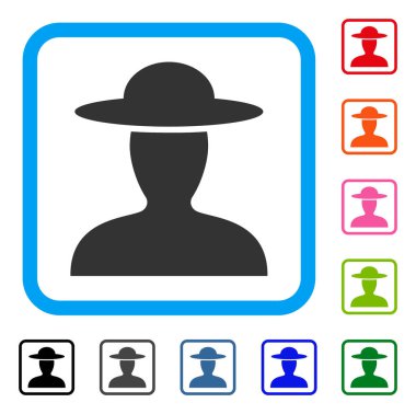 Çiftçi kişi simgesi çerçeveli