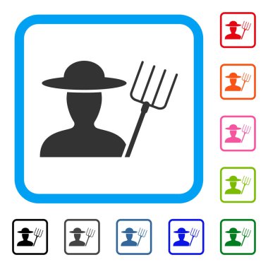 Çiftçi dirgen ile simge çerçeveli