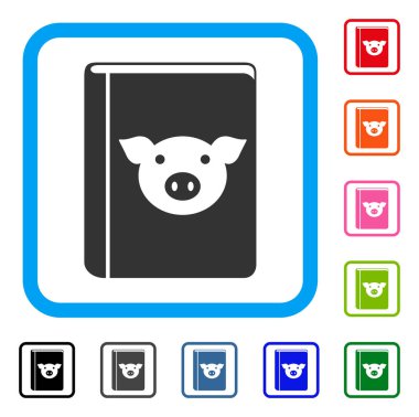 Domuz kitap simgesi çerçeveli