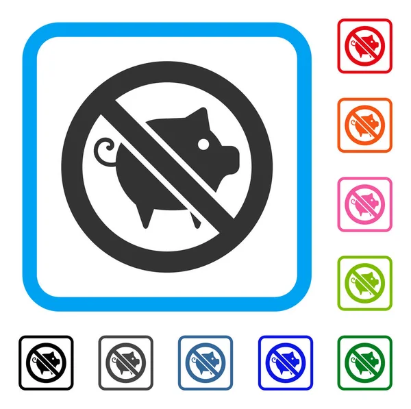 Icono enmarcado cerdo prohibido — Vector de stock