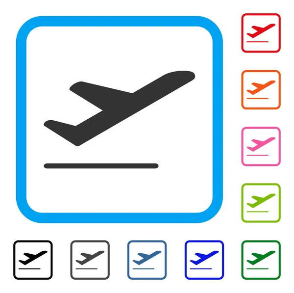 Vliegtuig vertrek ingelijst pictogram — Stockvector