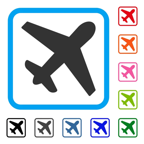 Avião emoldurado ícone — Vetor de Stock