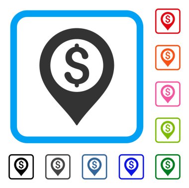 Banka harita işareti simgesi çerçeveli