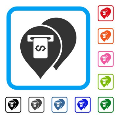 Makine işaretçiler bankacılık simgesi çerçeveli