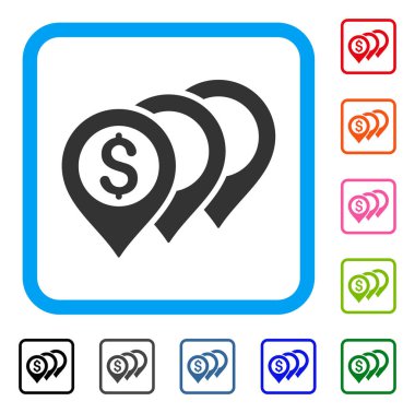 Doları harita işaretçiler simgesi çerçeveli