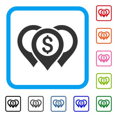 Doları harita işaretçiler simgesi çerçeveli