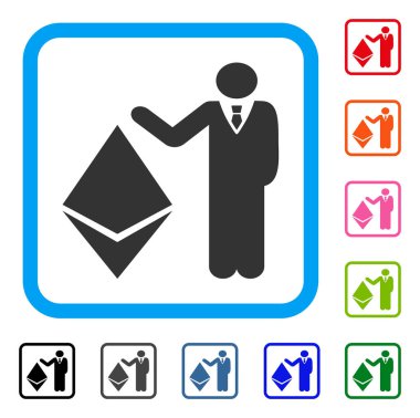 Bankacı Haritayı Ethereum simgesi çerçeveli