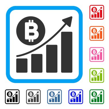 Bitcoin Bar grafik eğilim simgesi çerçeveli