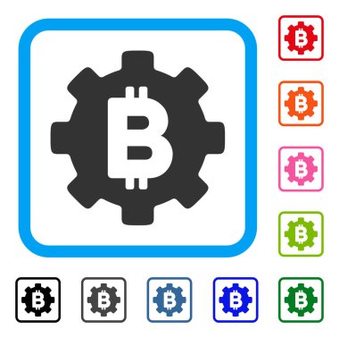 Simge Bitcoin Cog Wheel çerçeveli