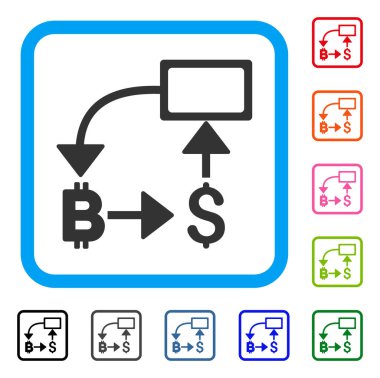 Bitcoin Doları akış şeması simgesi çerçeveli