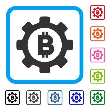 Bitcoin dişli simgesini çerçeveli