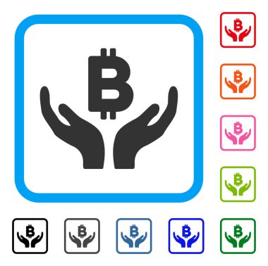 Bitcoin bakım el simgesi çerçeveli