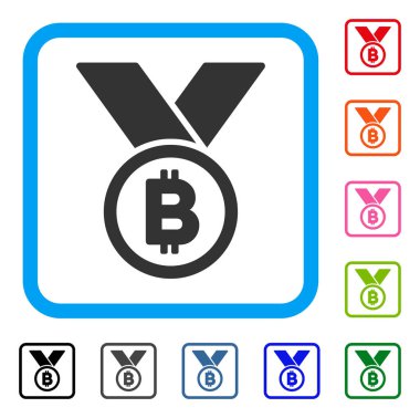 Bitcoin madalya ile kurdele simgesi çerçeveli