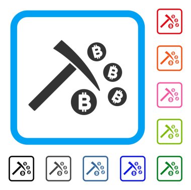 Bitcoin madencilik çekiç simgesi çerçeveli