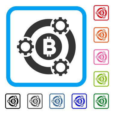 Bitcoin havuzu işbirliği simgesi çerçeveli