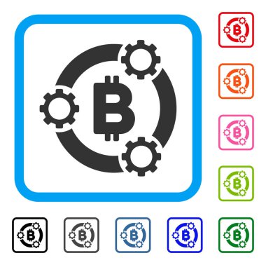 Bitcoin havuzu işbirliği simgesi çerçeveli