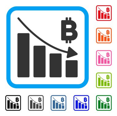 Bitcoin durgunluk çubuk grafik simge çerçeveli