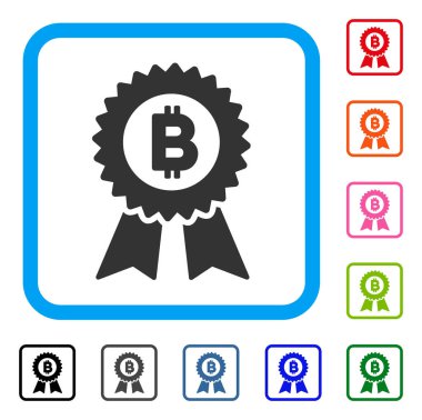 Simge Bitcoin mühür şeritler çerçeveli