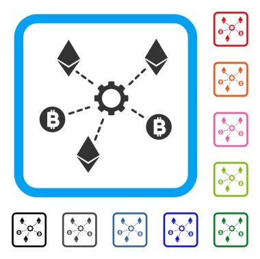 Cryptocurrency ağ düğümleri simgesi çerçeveli