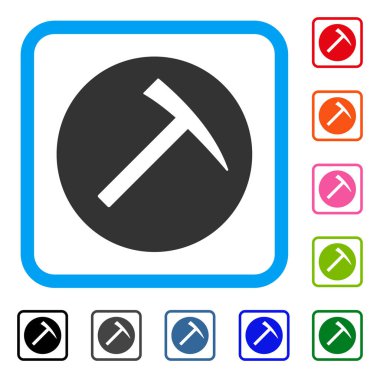 Çekiç madencilik simgesi çerçeveli