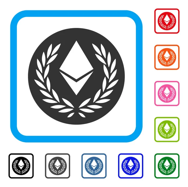 Ethereum Laurel érme keretes ikon — Stock Vector
