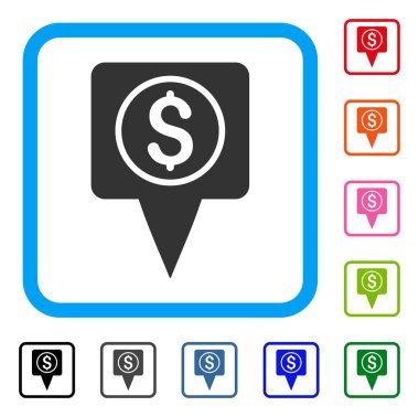 Para harita işareti simgesi çerçeveli