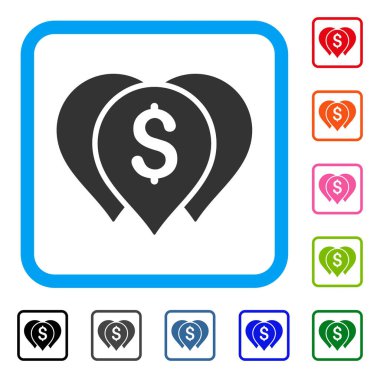 Para harita işaretleri simgesi çerçeveli