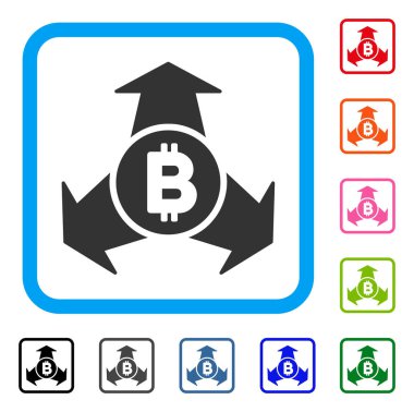 Bitcoin harcamak okları çerçeveli simgesi