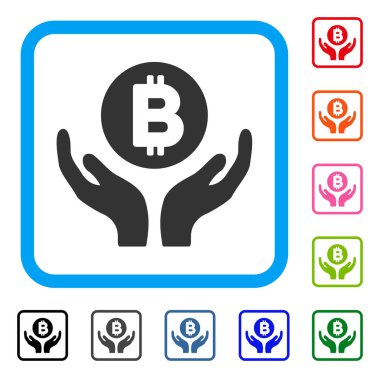 Bitcoin destek eller simgesini çerçeveli