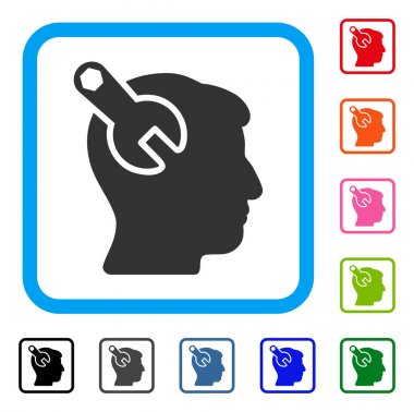 Kafa Nöroloji İngiliz anahtarı simgesini çerçeveli