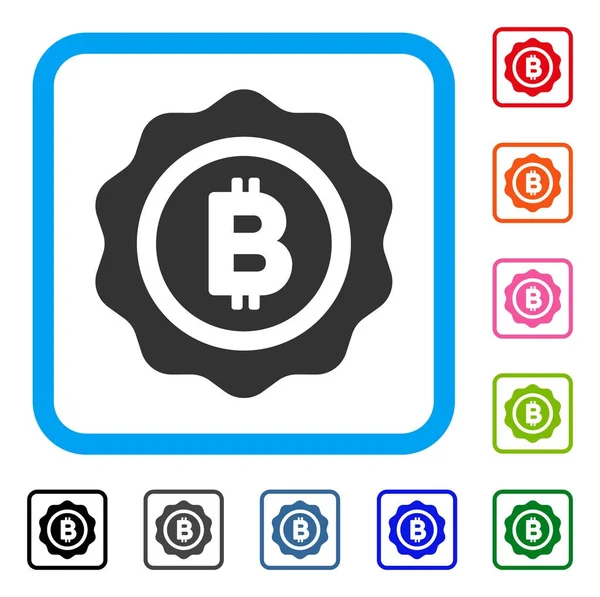 Uszczelnienie Bitcoin oprawione ikona — Wektor stockowy