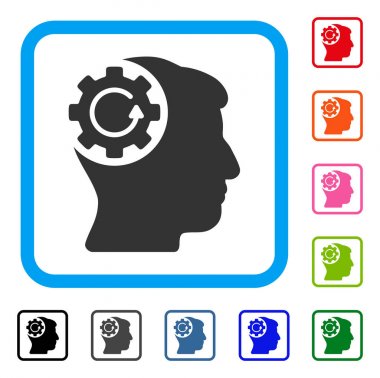 Akıl dişli döndürme simgesi çerçeveli