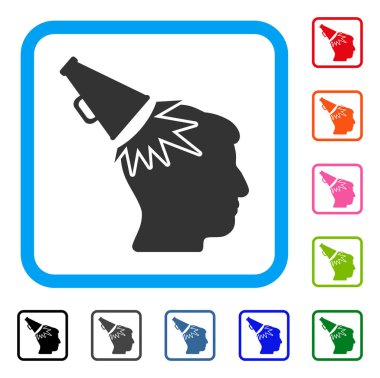 Megafon etkisi kafa simgesi çerçeveli