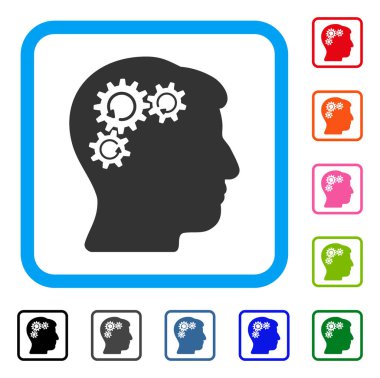 Zihin dişli döndürme simgesi çerçeveli