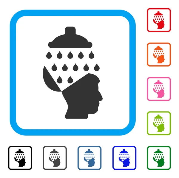 Icono enmarcado de ducha de cerebro abierto — Vector de stock