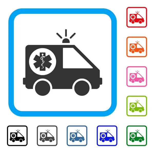 Carro de ambulância emoldurado ícone — Vetor de Stock