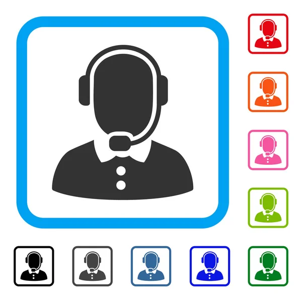 Call Center Operator ingelijst pictogram — Stockvector