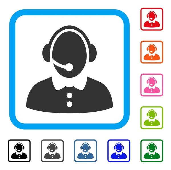 Callcenter vrouw ingelijst pictogram — Stockvector