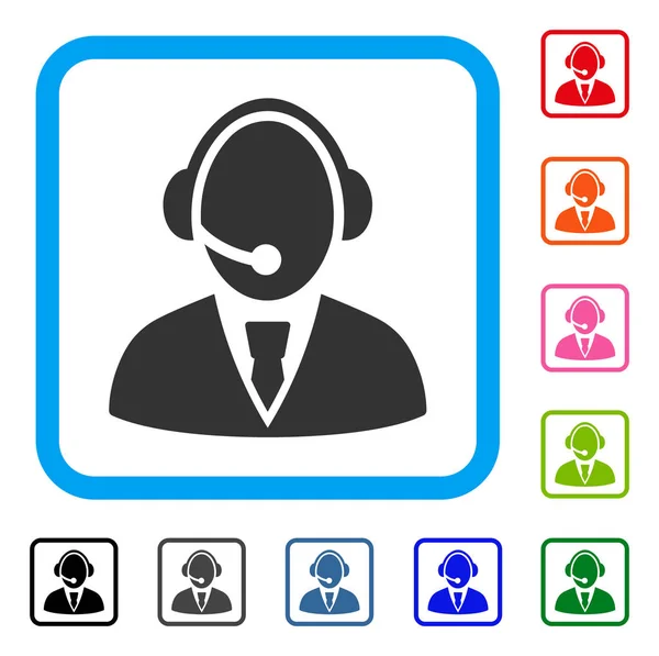 Call Center werknemers ingelijst pictogram — Stockvector