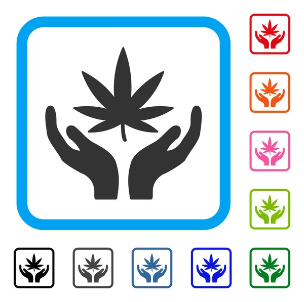 Cannabis zorg ingelijst pictogram — Stockvector