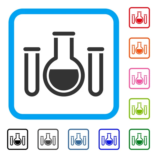 Chemische Gefäße eingerahmt Symbol — Stockvektor