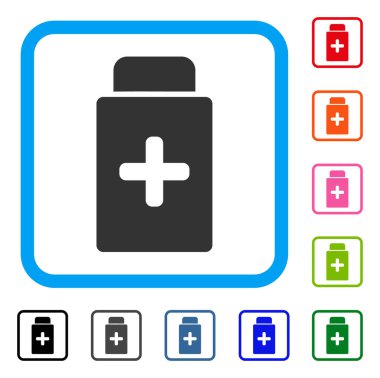 İlaç şişe simgesi çerçeveli