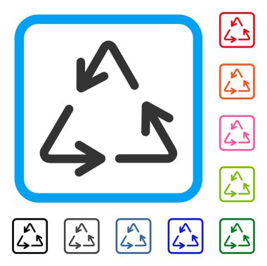 Geri dönüşüm okları çerçeveli simgesi