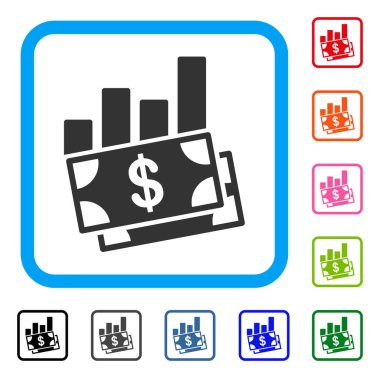 Satış çubuk grafiği simgesi çerçeveli