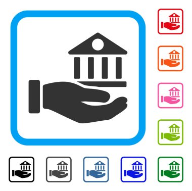 Banka Binası hizmet el simgesi çerçeveli