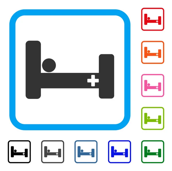 Cama de hospital Icono enmarcado — Vector de stock