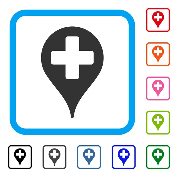 Medical Map Marker Framed Icon — Stock Vector