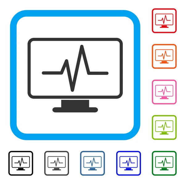 Icono enmarcado de monitoreo de pulsos — Vector de stock