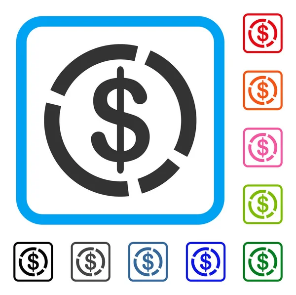 Diagrama del dólar Icono enmarcado — Vector de stock