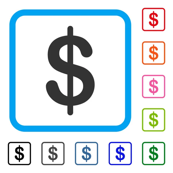 Dolar oprawione ikona — Wektor stockowy